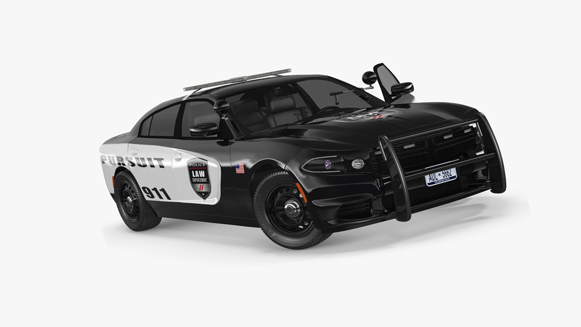 Police Car Rigged for Cinema 4D 3D model preview