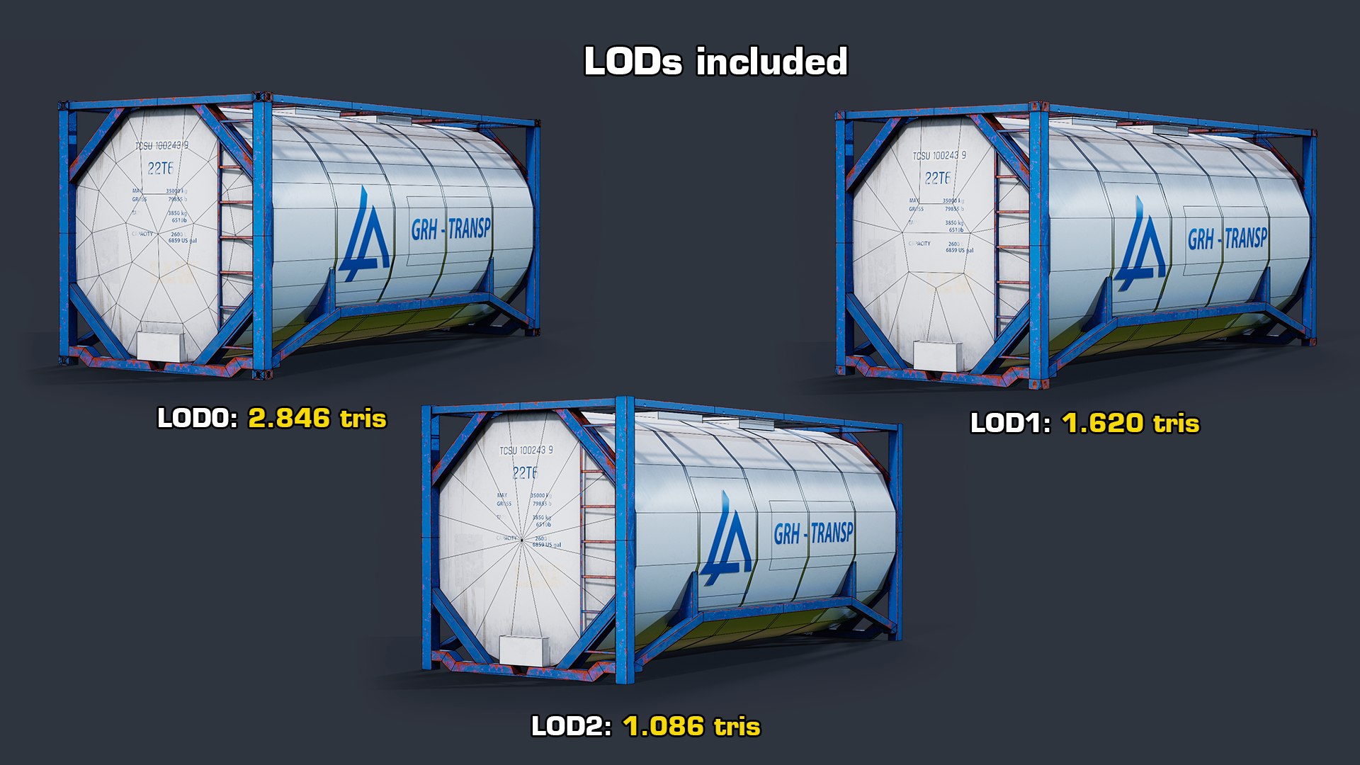 Tank Container GameReady LODs 3D - TurboSquid 1737966