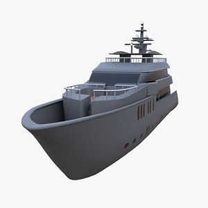 3D model Black Luxury Super Yacht 3D Model Low Poly Quad Topology Subdivision Ready PBR