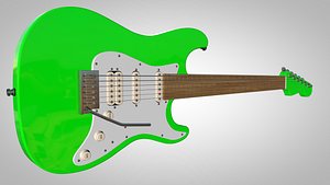 green electric guitar 3D model