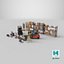 Cargo Pallets and Forklift Trucks Collection1 3D model