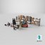 Cargo Pallets and Forklift Trucks Collection1 3D model