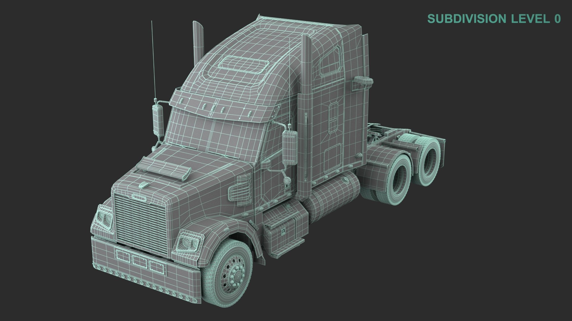 Freightliner Semi Truck 3D model https://p.turbosquid.com/ts-thumb/3p/DVTtqa/5n/wireframe0007/jpg/1681882003/1920x1080/fit_q87/51bcfed9c5d2fcd99a1dbcd59331da3f91cf2668/wireframe0007.jpg