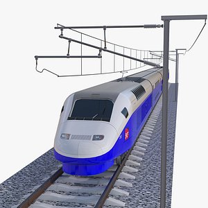 High Speed Train and Rail 3D model