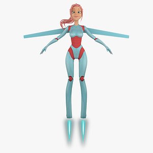 cartoon robot girl 11 3d model
