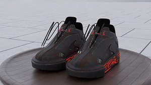 3D model Old weary Sneakers 3d Model with Inscription