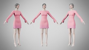 Dress 51 Watermelon Pink 3D model