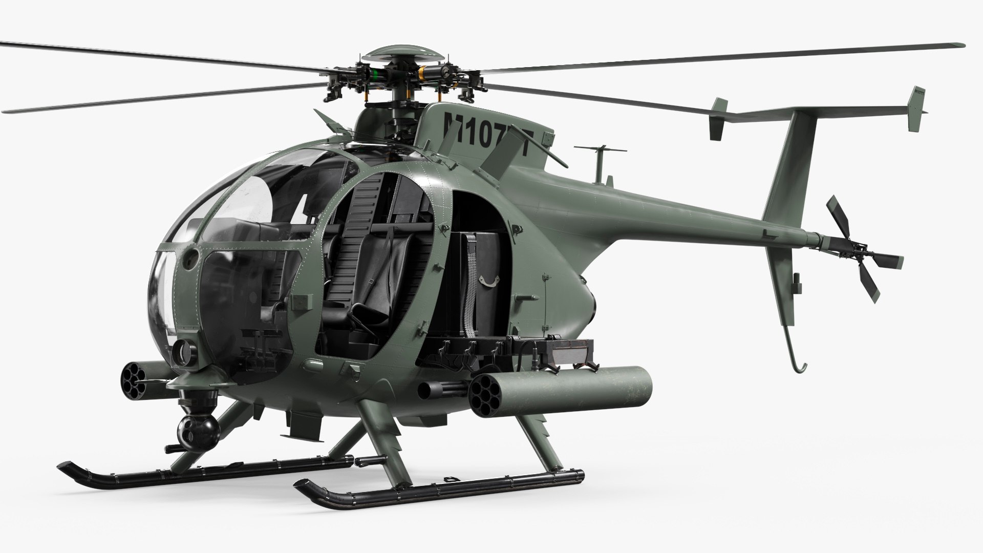 Military Trooper Helicopter with Weapon Rigged 3D model for VFX and animation