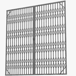 Extensible Metal Shop Curtain Closed 3D model