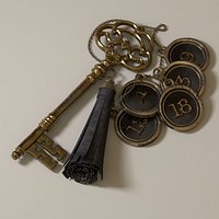 Skeleton Key with leather tassel keyring and fobs