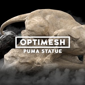 3D low-poly puma statue