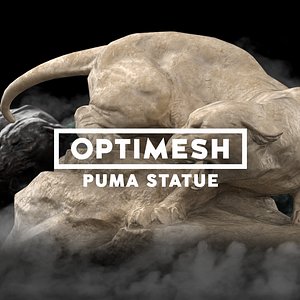 Puma wild cat Statue - 3D PBR model Low-poly