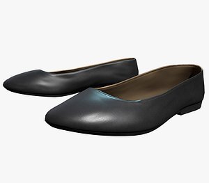 Black Woman Flat Pumps Shoes 3D model