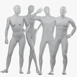 3D Rigged Simply and Detailed mannequins model