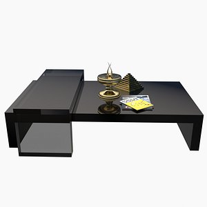Black Coffee Table With Acessories