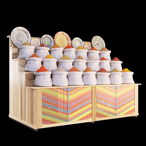 Shop with spices and eastern plates
