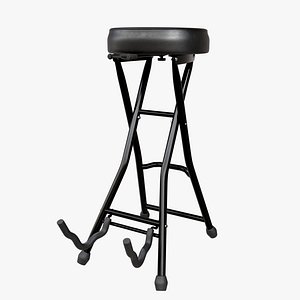 Guitar Stool with Guitar Stand 3D