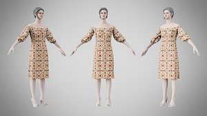 Dress 16 Terracotta Pebble Pattern 3D model