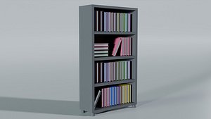 3D Modern Minimalist Black Bookshelf 3D Model