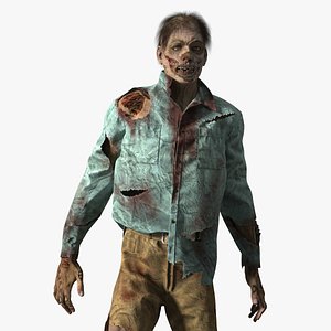 3D Zombie Male Figure Fur Rigged