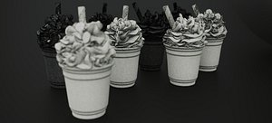 3D CAFE COFFE LATTE COLLECTION 2023 RAW model
