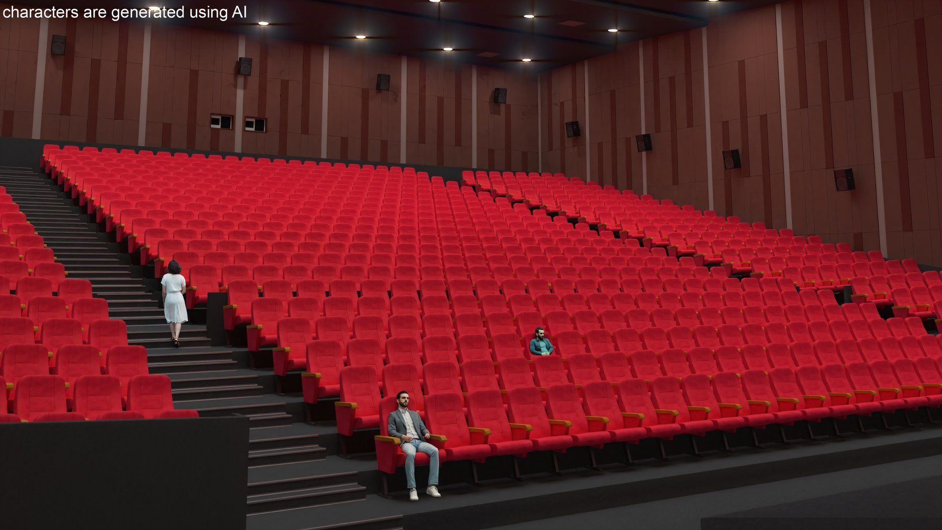 3D Movie Theater Interior Lights On - TurboSquid 2217537