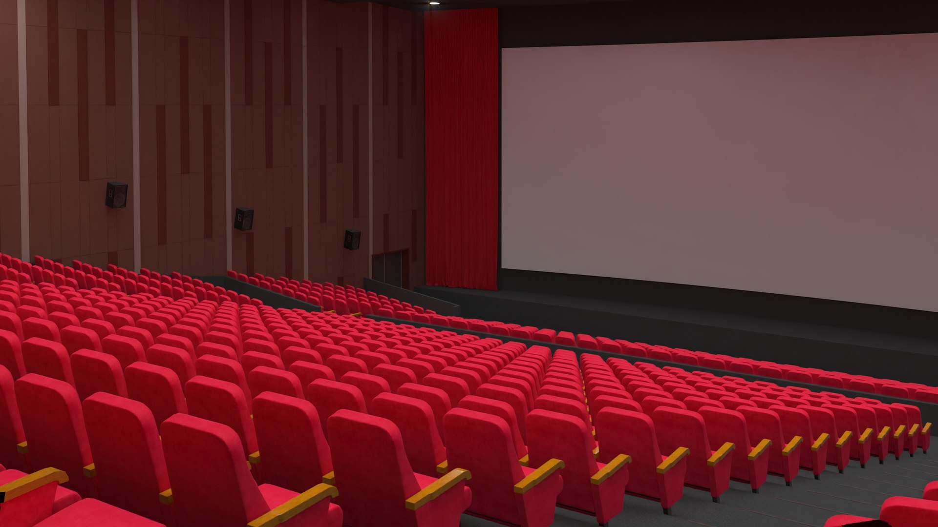 3D Movie Theater Interior Lights On - TurboSquid 2217537