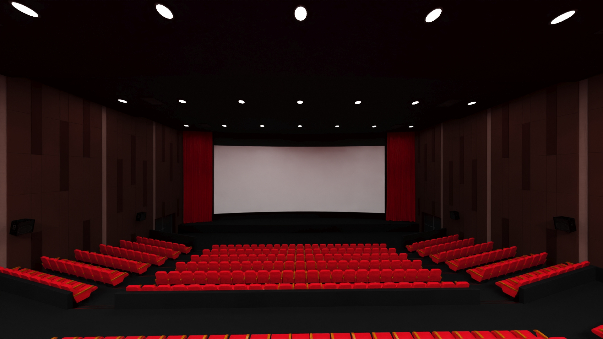 3D Movie Theater Interior Lights On - TurboSquid 2217537