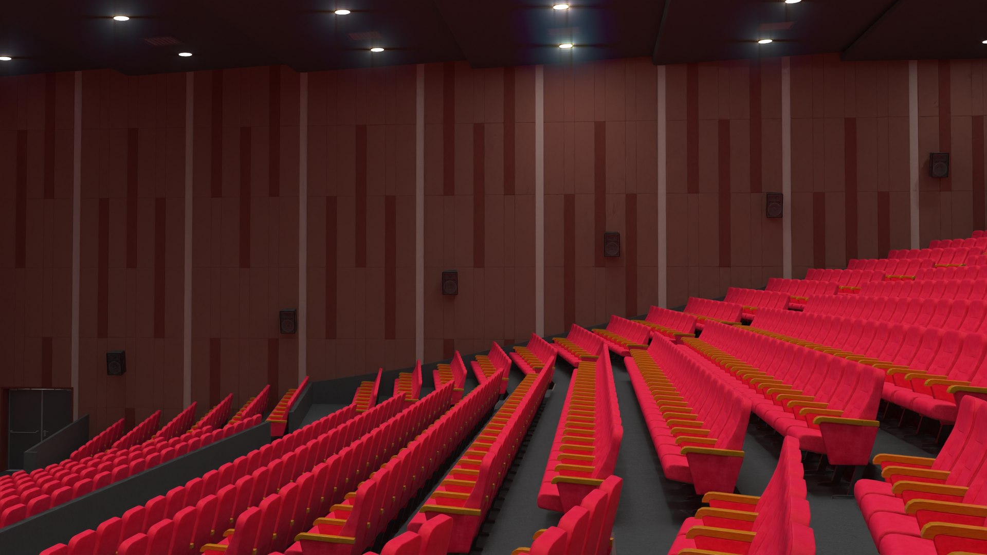 3D Movie Theater Interior Lights On - TurboSquid 2217537