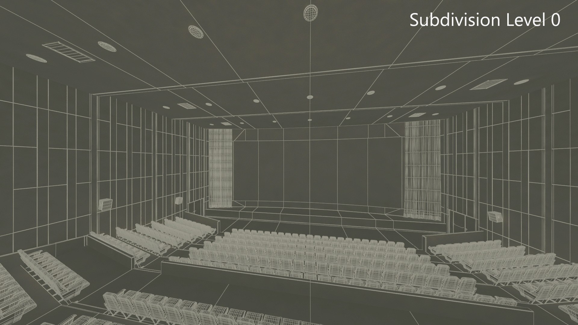 3D Movie Theater Interior Lights On - TurboSquid 2217537