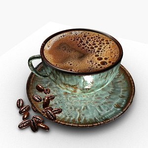 Cup of Coffee with beans 3D model