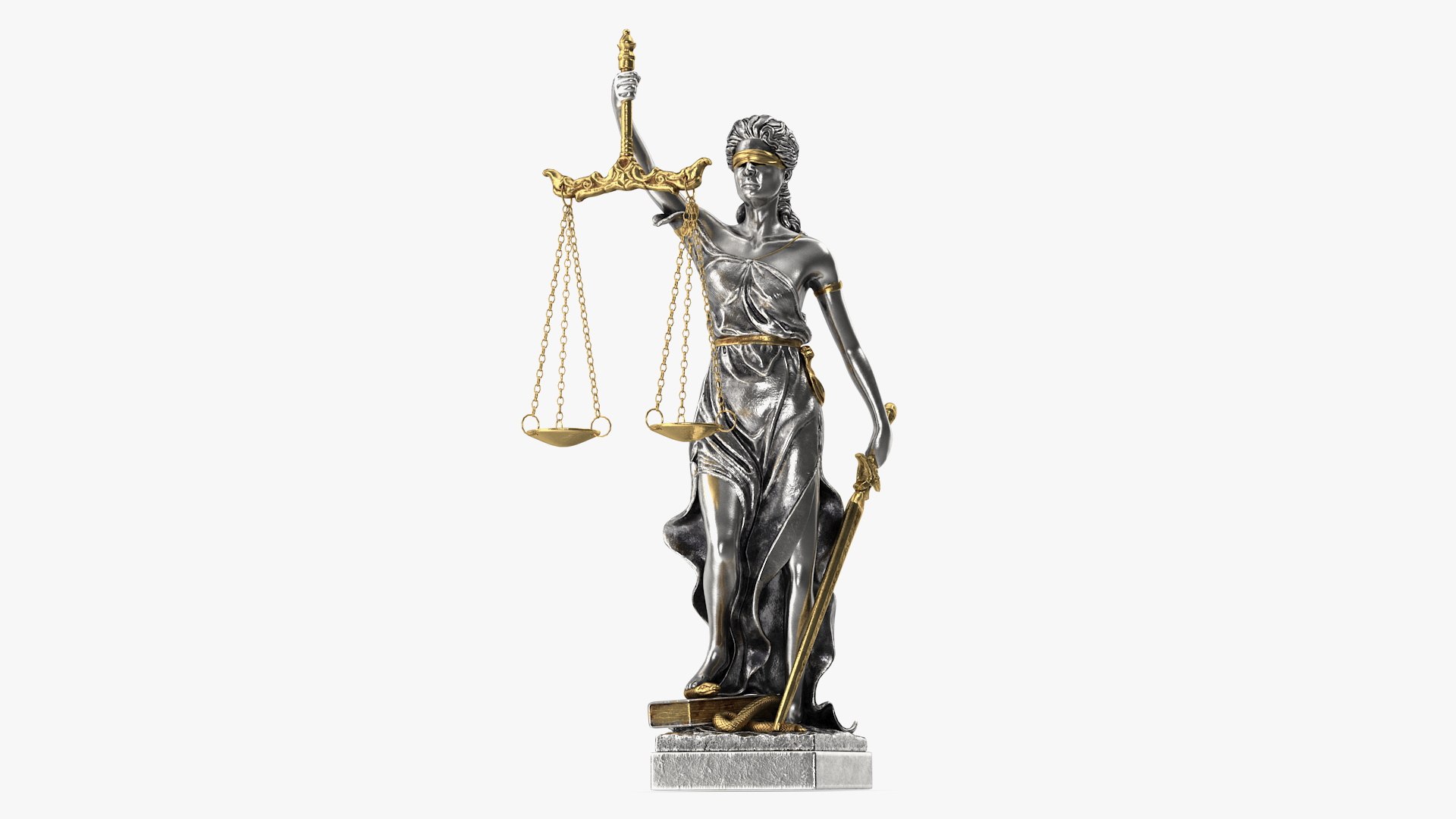 Silver Statue Justice 3D model preview
