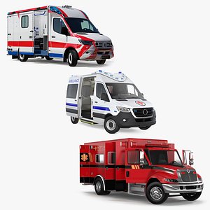 3D Rigged Ambulances Collection 2 model