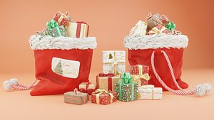 3D Bag with present and 5 styles of presents