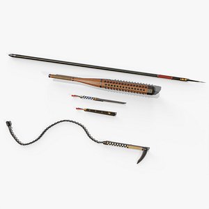 Japanese Weapons Pack - Tessen Jitte Kanabo Kusarigama Yari PBR