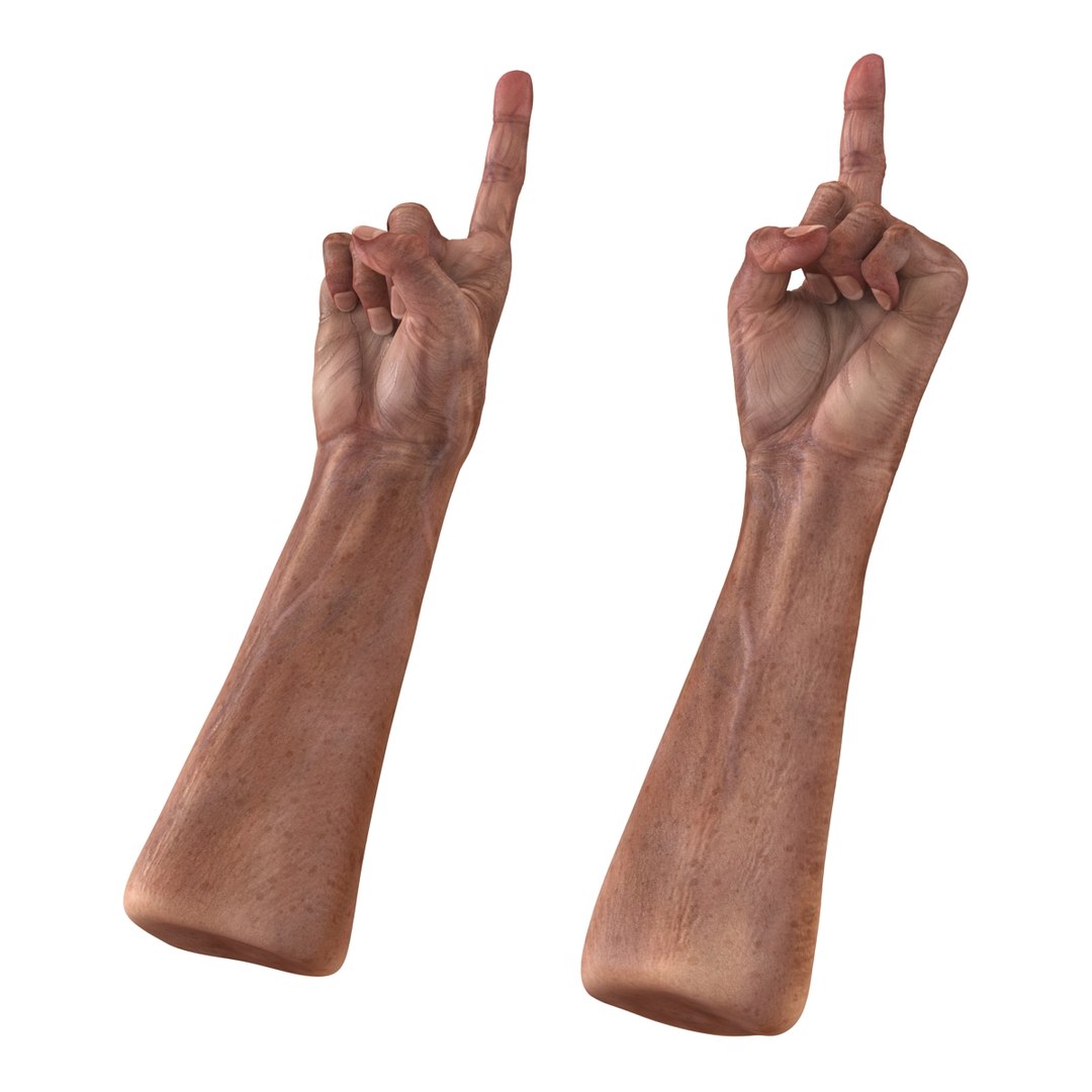 old man hands rigged 3d ma