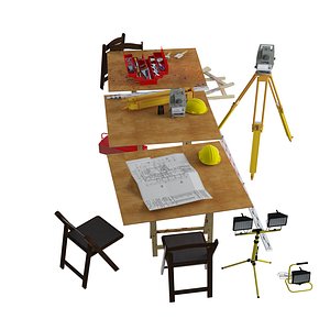 building site table tools 3D