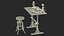 Vintage Desk with Old Stuff and Stool