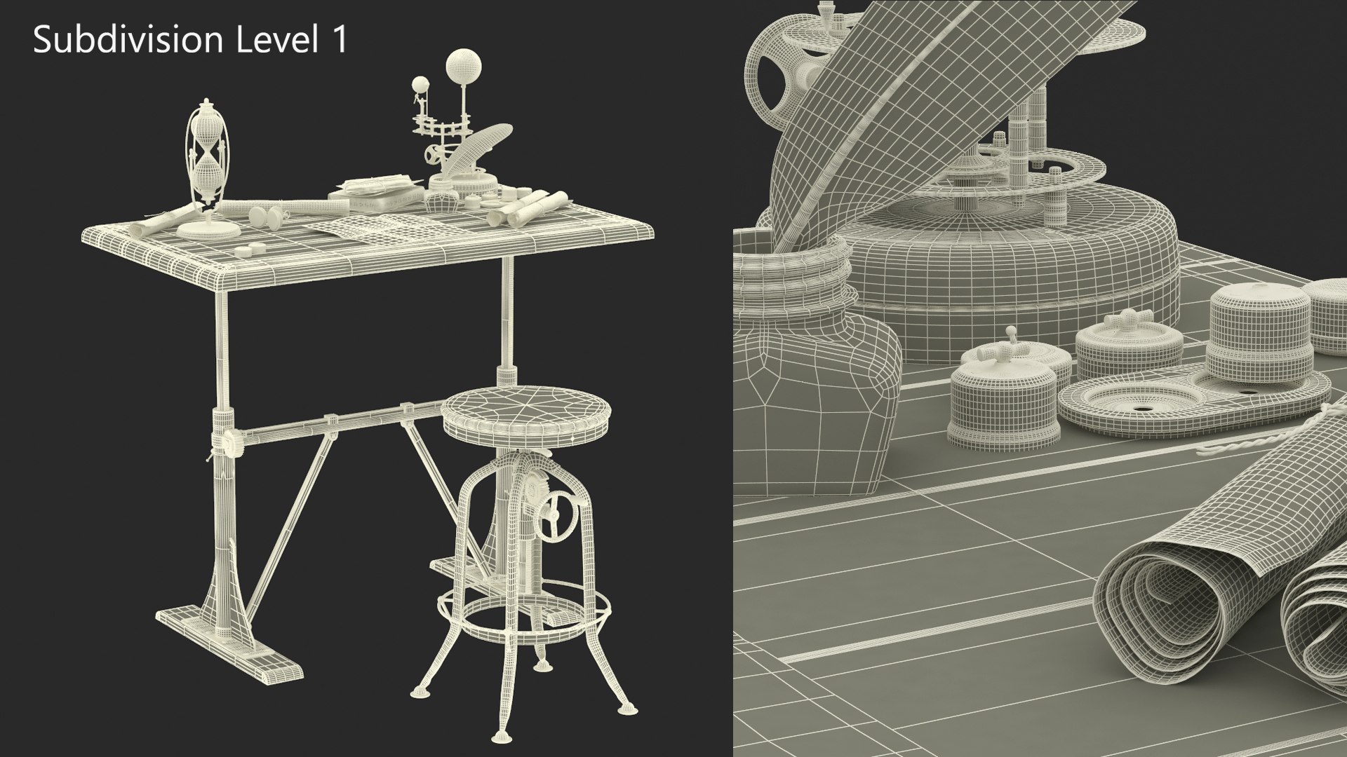 3D Vintage Desk with Old Stuff and Stool model https://p.turbosquid.com/ts-thumb/3r/ASsbpj/7r/vintagedeskwitholdstuffandstool3dmodel025/jpg/1729721166/1920x1080/fit_q87/0dfa9b71ee9565622a82c6dd8c76bc578e448c2d/vintagedeskwitholdstuffandstool3dmodel025.jpg