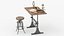 Vintage Desk with Old Stuff and Stool