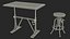 Vintage Desk with Old Stuff and Stool