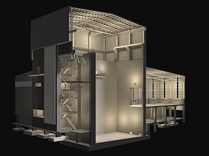 Industrial building in section cut model