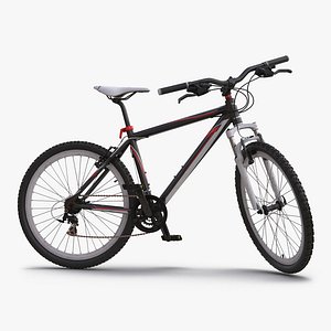 Mountain Bike Red Rigged 3D Model