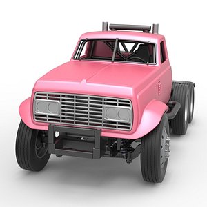 3D Vintage GATR Racing Semi truck Version 3 Scale 1 to 25