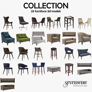 3D seven sedie furniture model