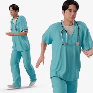 Asian Medic with Stethoscope Rigged