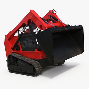 3D Skid Steer Loader Red Rigged