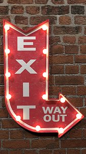 3D model vintage lighted exit sign