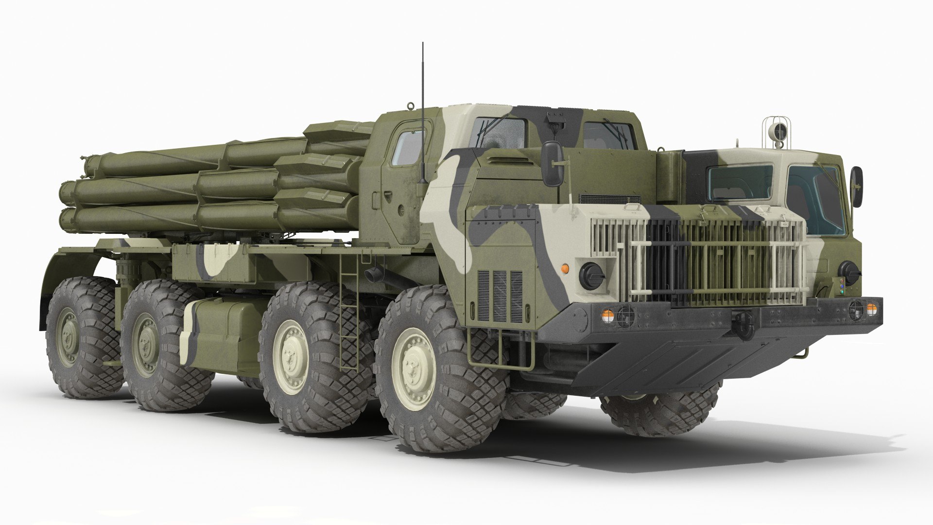BM-30 Smerch Rocket Launcher Camouflage 3D model preview