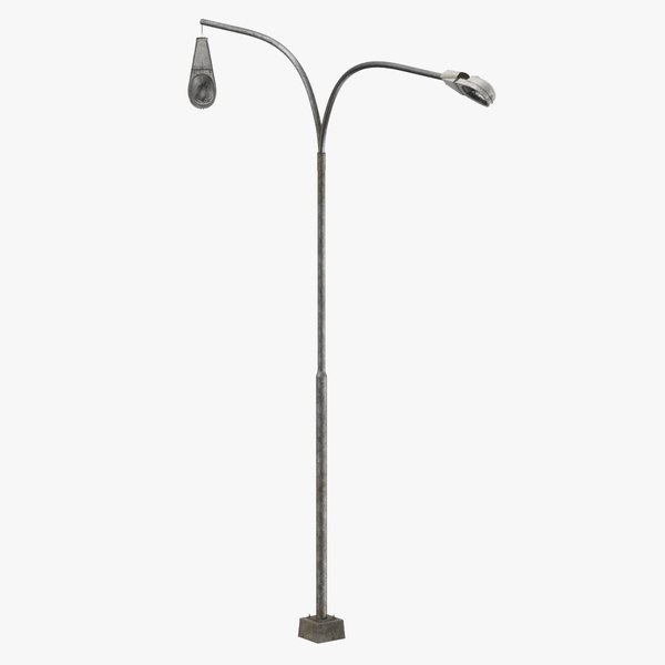 3D Classic Street Light Double Damaged model